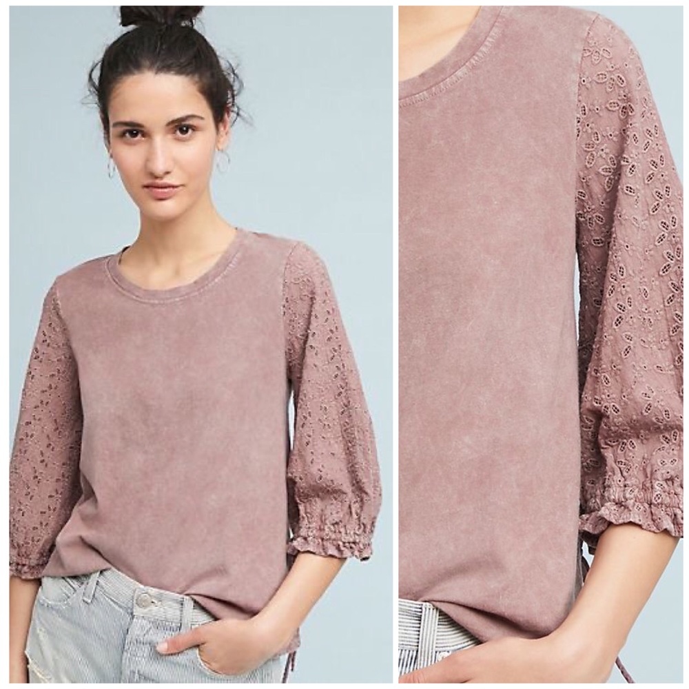 ❌SOLD❌ Anthropologie Carrie Eyelet Sleeve Top XS S